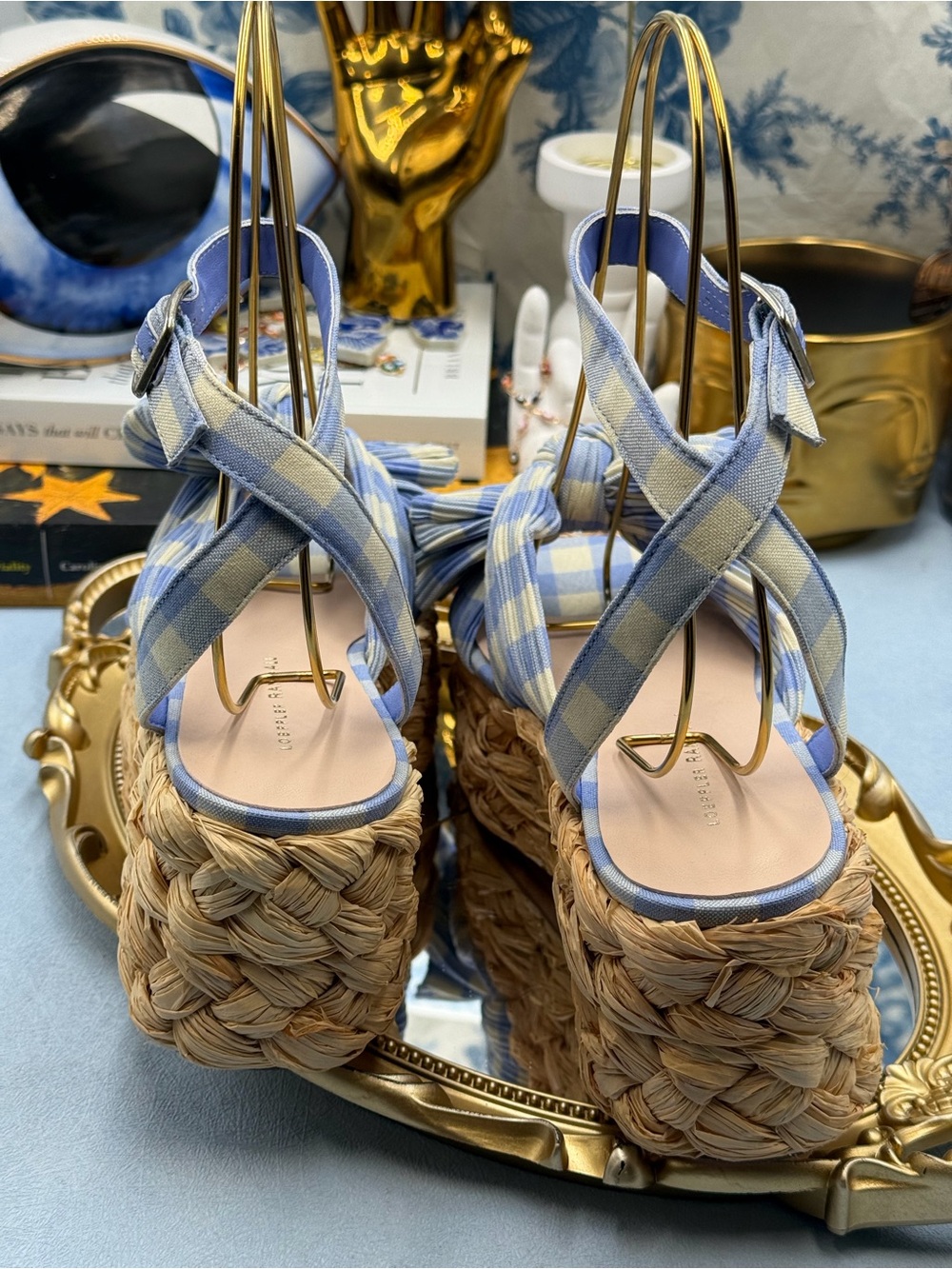 🆕 LOEFFLER RANDALL 🧿 NWOB Gaby Espadrille Sandals, Blue Gingham - Sz 7 - Picture 9 of 16